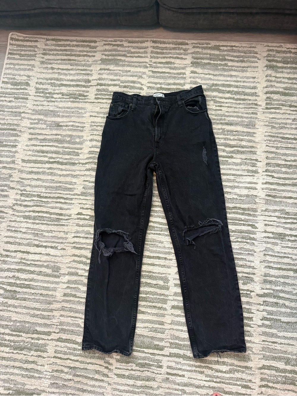 Abercrombie & Fitch Black Distressed Straight Jeans